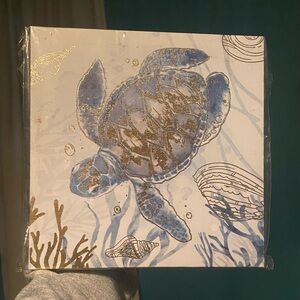 Special Moments Blue and Gold Sea Turtle Canvas Art